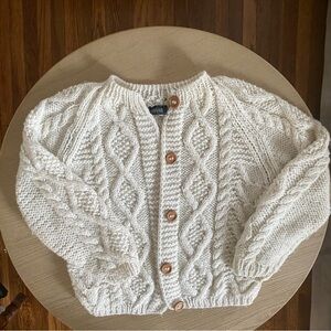 Vintage cream fisherman knit cardigan